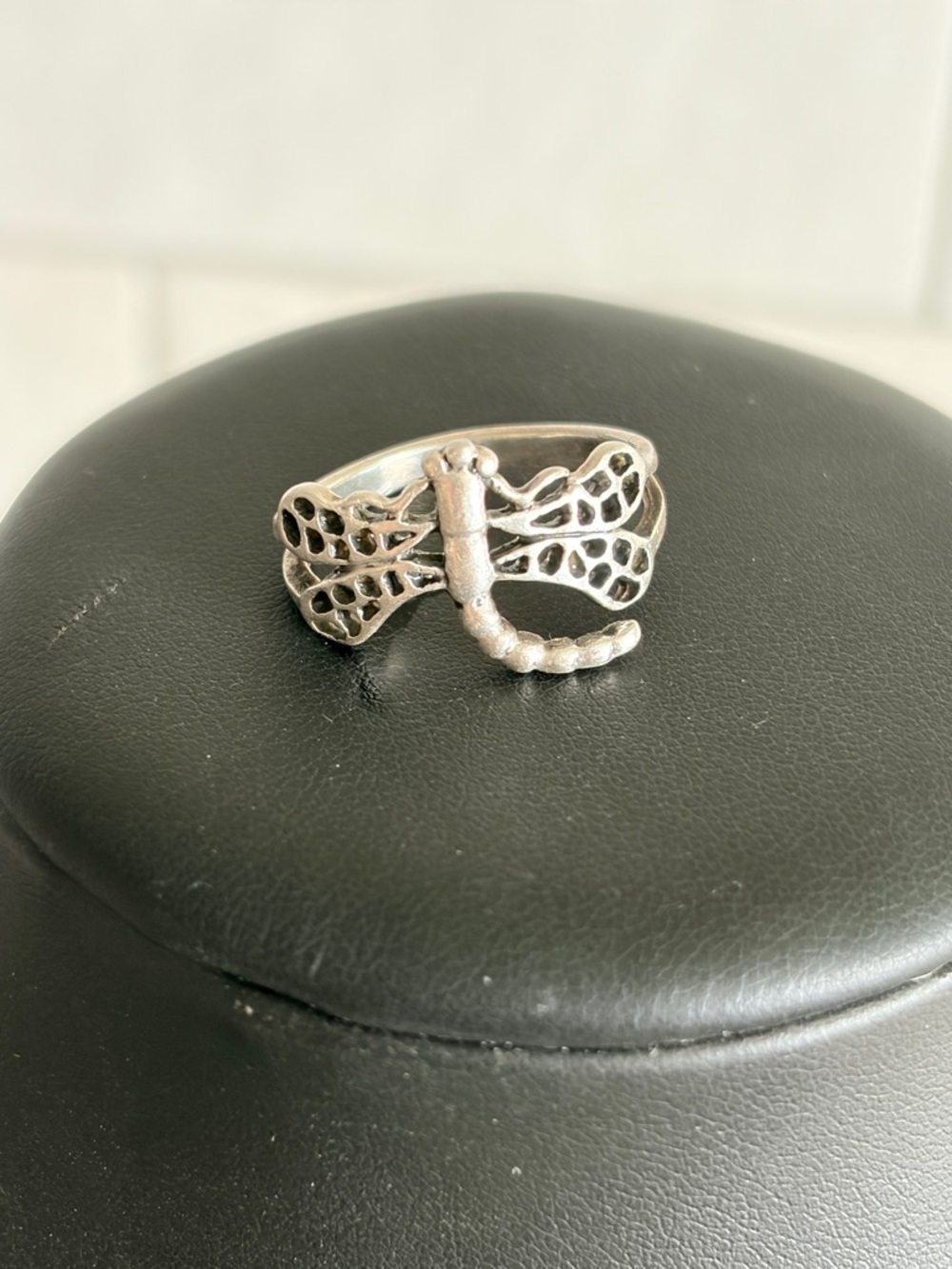 Vintage 925 Sterling Silver Dragonfly Insect Band Ring Size 6.5